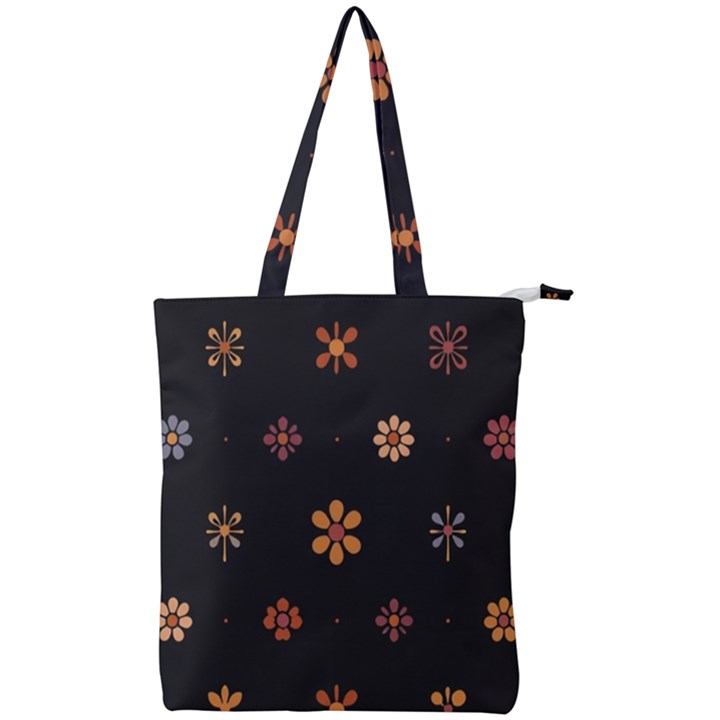 Minimalist Pattern With Simple Lines,flower And Shapes, Creating A Clean And Modern Double Zip Up Tote Bag