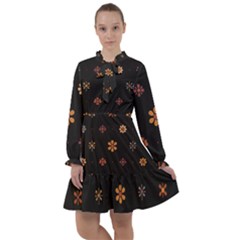 Minimalist Pattern With Simple Lines,flower And Shapes, Creating A Clean And Modern All Frills Dress