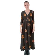 Minimalist Pattern With Simple Lines,flower And Shapes, Creating A Clean And Modern Button Up Maxi Dress