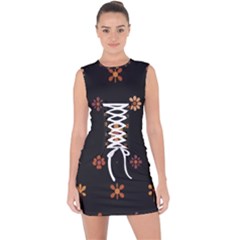 Minimalist Pattern With Simple Lines,flower And Shapes, Creating A Clean And Modern Lace Up Front Bodycon Dress