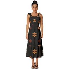 Minimalist Pattern With Simple Lines,flower And Shapes, Creating A Clean And Modern Tie-strap Tiered Midi Chiffon Dress by myclothy