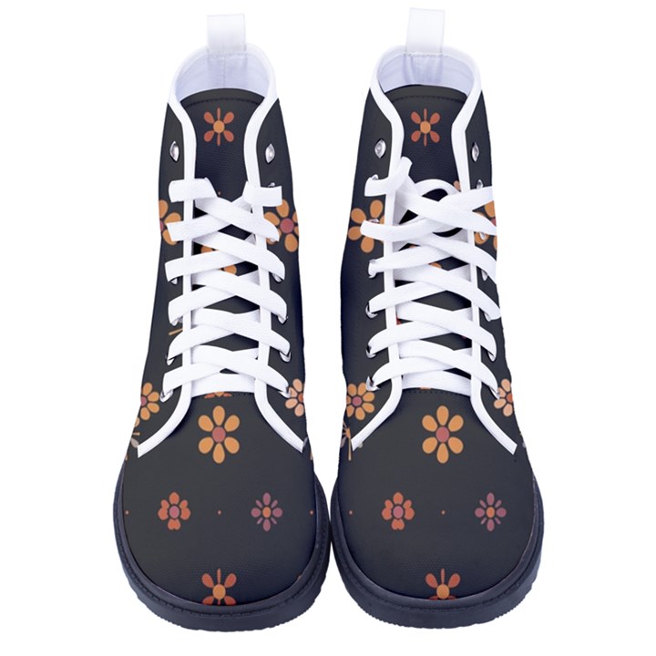 Minimalist Pattern With Simple Lines,flower And Shapes, Creating A Clean And Modern Women s High-Top Canvas Sneakers