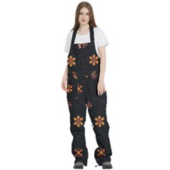 Minimalist Pattern With Simple Lines,flower And Shapes, Creating A Clean And Modern Women s Front Zip Ski And Snowboard Bib Pants by myclothy