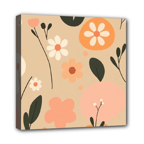 Minimalist Pattern With Simple Lines,flower And Shapes, Creating A Clean And Modern Mini Canvas 8  X 8  (stretched)