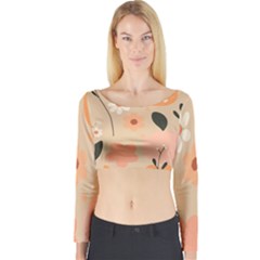 Minimalist Pattern With Simple Lines,flower And Shapes, Creating A Clean And Modern Long Sleeve Crop Top