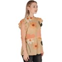 Minimalist Pattern With Simple Lines,flower And Shapes, Creating A Clean And Modern Ruffle Collar Short Sleeve Chiffon Top View3