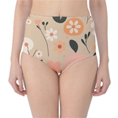 Minimalist Pattern With Simple Lines,flower And Shapes, Creating A Clean And Modern Classic High-waist Bikini Bottoms