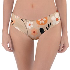 Minimalist Pattern With Simple Lines,flower And Shapes, Creating A Clean And Modern Reversible Classic Bikini Bottoms