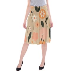 Minimalist Pattern With Simple Lines,flower And Shapes, Creating A Clean And Modern Midi Beach Skirt