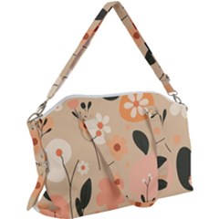 Minimalist Pattern With Simple Lines,flower And Shapes, Creating A Clean And Modern Canvas Crossbody Bag