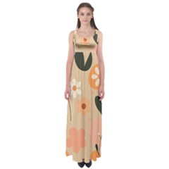 Minimalist Pattern With Simple Lines,flower And Shapes, Creating A Clean And Modern Empire Waist Maxi Dress