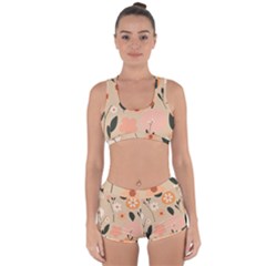 Minimalist Pattern With Simple Lines,flower And Shapes, Creating A Clean And Modern Racerback Boyleg Bikini Set