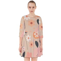 Minimalist Pattern With Simple Lines,flower And Shapes, Creating A Clean And Modern Smock Dress