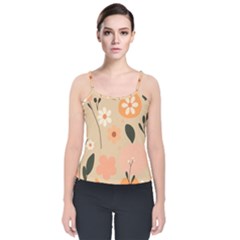 Minimalist Pattern With Simple Lines,flower And Shapes, Creating A Clean And Modern Velvet Spaghetti Strap Top