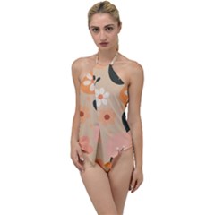 Minimalist Pattern With Simple Lines,flower And Shapes, Creating A Clean And Modern Go With The Flow One Piece Swimsuit