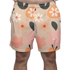 Minimalist Pattern With Simple Lines,flower And Shapes, Creating A Clean And Modern Men s Shorts