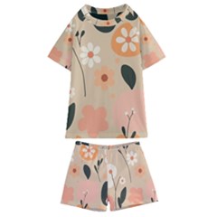 Minimalist Pattern With Simple Lines,flower And Shapes, Creating A Clean And Modern Kids  Swim T-shirt And Shorts Set