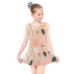 Minimalist Pattern With Simple Lines,flower And Shapes, Creating A Clean And Modern Kids  Skater Dress Swimsuit