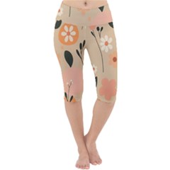 Minimalist Pattern With Simple Lines,flower And Shapes, Creating A Clean And Modern Lightweight Velour Cropped Yoga Leggings