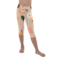 Minimalist Pattern With Simple Lines,flower And Shapes, Creating A Clean And Modern Kids  Lightweight Velour Capri Leggings 