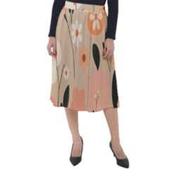 Minimalist Pattern With Simple Lines,flower And Shapes, Creating A Clean And Modern Classic Velour Midi Skirt 