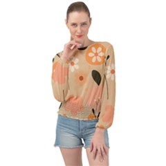 Minimalist Pattern With Simple Lines,flower And Shapes, Creating A Clean And Modern Banded Bottom Chiffon Top