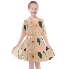 Minimalist Pattern With Simple Lines,flower And Shapes, Creating A Clean And Modern Kids  All Frills Chiffon Dress