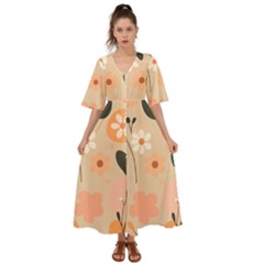 Minimalist Pattern With Simple Lines,flower And Shapes, Creating A Clean And Modern Kimono Sleeve Boho Dress by myclothy