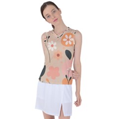 Minimalist Pattern With Simple Lines,flower And Shapes, Creating A Clean And Modern Women s Sleeveless Sports Top