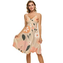 Minimalist Pattern With Simple Lines,flower And Shapes, Creating A Clean And Modern Sleeveless Tie Front Chiffon Dress by myclothy