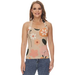 Minimalist Pattern With Simple Lines,flower And Shapes, Creating A Clean And Modern Basic Halter Top