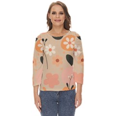 Minimalist Pattern With Simple Lines,flower And Shapes, Creating A Clean And Modern Cut Out Wide Sleeve Top