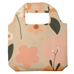 Minimalist Pattern With Simple Lines,flower And Shapes, Creating A Clean And Modern Premium Foldable Grocery Recycle Bag