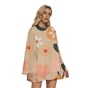 Minimalist Pattern With Simple Lines,flower And Shapes, Creating A Clean And Modern Round Neck Long Sleeve Bohemian Style Chiffon Mini Dress View3