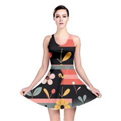  Minimalist Pattern With Simple Lines,flower And Shapes, Creating A Clean And Modern Reversible Skater Dress