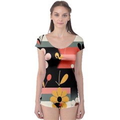  Minimalist Pattern With Simple Lines,flower And Shapes, Creating A Clean And Modern Boyleg Leotard 