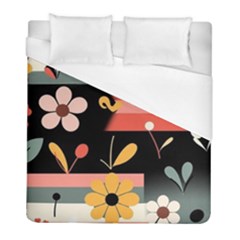  Minimalist Pattern With Simple Lines,flower And Shapes, Creating A Clean And Modern Duvet Cover (full/ Double Size)