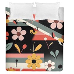  Minimalist Pattern With Simple Lines,flower And Shapes, Creating A Clean And Modern Duvet Cover Double Side (queen Size)