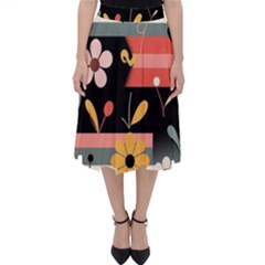  Minimalist Pattern With Simple Lines,flower And Shapes, Creating A Clean And Modern Classic Midi Skirt