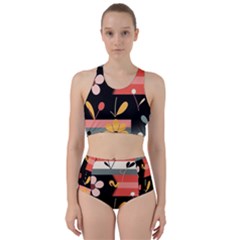  Minimalist Pattern With Simple Lines,flower And Shapes, Creating A Clean And Modern Racer Back Bikini Set