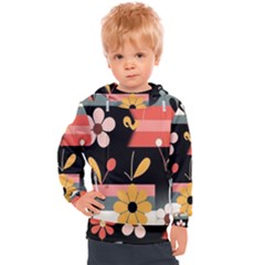  Minimalist Pattern With Simple Lines,flower And Shapes, Creating A Clean And Modern Kids  Hooded Pullover