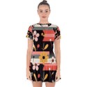  Minimalist Pattern With Simple Lines,flower And Shapes, Creating A Clean And Modern Drop Hem Mini Chiffon Dress View1