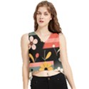  Minimalist Pattern With Simple Lines,flower And Shapes, Creating A Clean And Modern V-Neck Cropped Tank Top View1