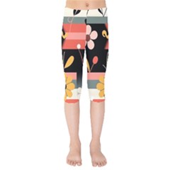  Minimalist Pattern With Simple Lines,flower And Shapes, Creating A Clean And Modern Kids  Capri Leggings  by myclothy