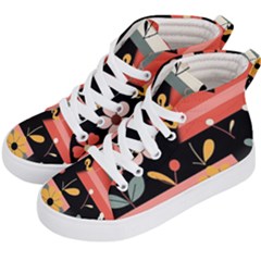  Minimalist Pattern With Simple Lines,flower And Shapes, Creating A Clean And Modern Kids  Hi-top Skate Sneakers