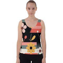  Minimalist Pattern With Simple Lines,flower And Shapes, Creating A Clean And Modern Velvet Tank Top