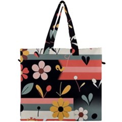  Minimalist Pattern With Simple Lines,flower And Shapes, Creating A Clean And Modern Canvas Travel Bag