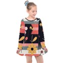  Minimalist Pattern With Simple Lines,flower And Shapes, Creating A Clean And Modern Kids  Long Sleeve Dress View1