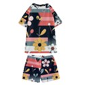  Minimalist Pattern With Simple Lines,flower And Shapes, Creating A Clean And Modern Kids  Swim T-Shirt and Shorts Set View2