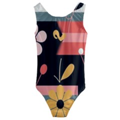  Minimalist Pattern With Simple Lines,flower And Shapes, Creating A Clean And Modern Kids  Cut-out Back One Piece Swimsuit